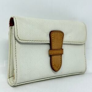 Dooney & Bourke Leather Wallet Clutch White Saffiano Snap Flap